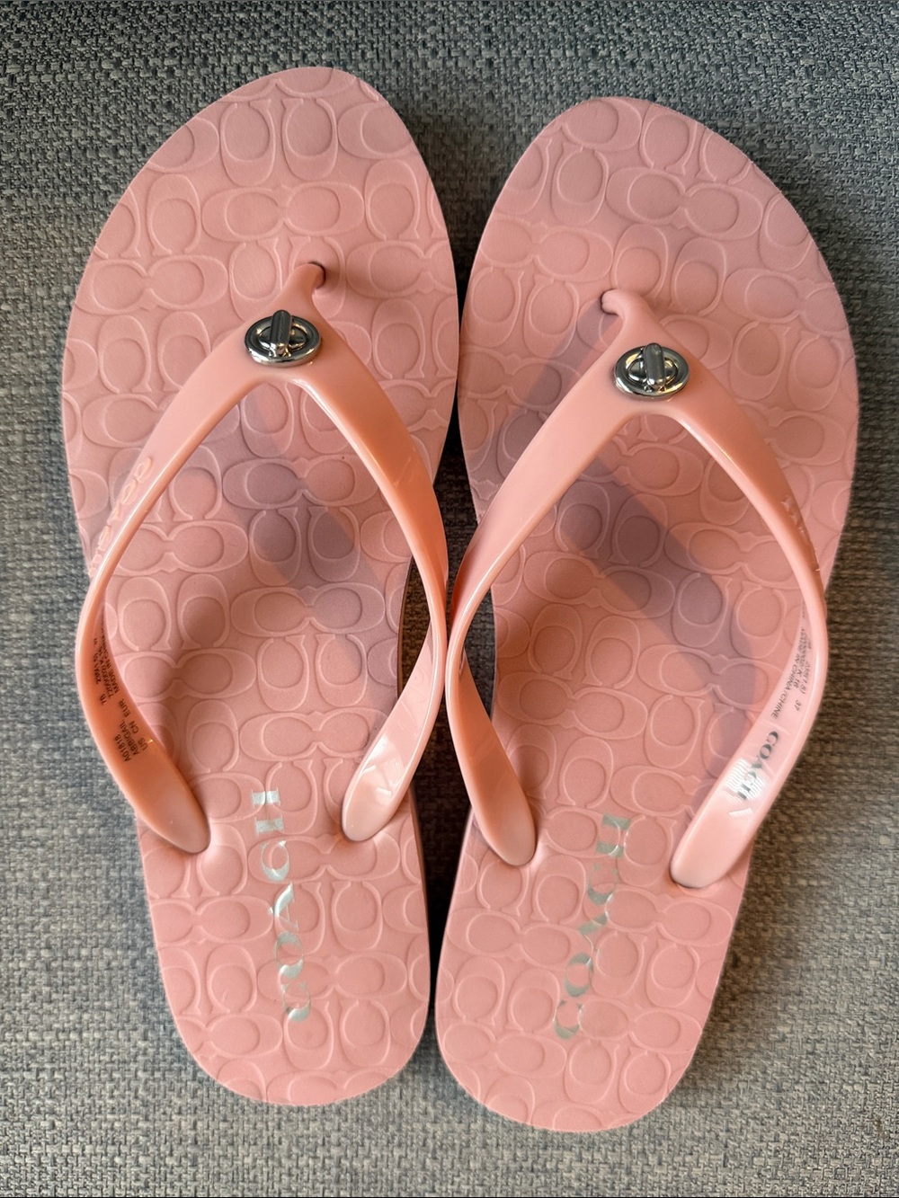 Coach Pink Logo Flip Flops